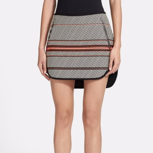 Rag & Bone New York Angular Stripe Embroidered Mini skirt Black White Pink - Picture 10 of 16